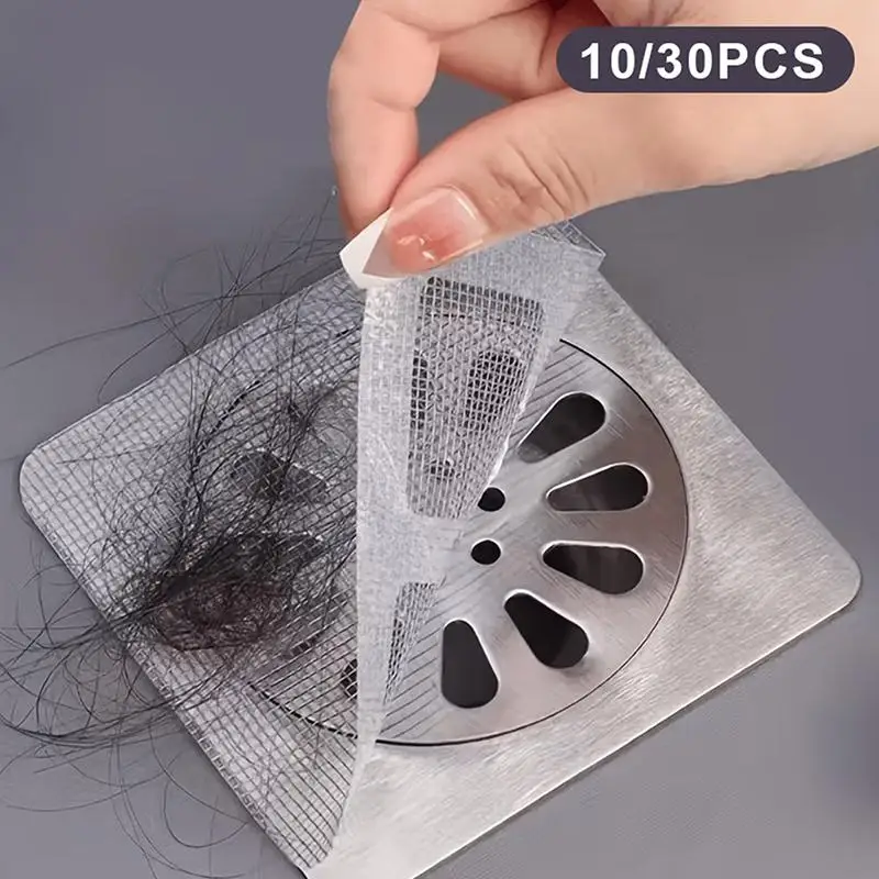 10/30Pcs Disposable Shower Drain Hair Catcher Anti-blocking Filter Drain Stickers, for Bathroom, Laundry, Bathtub, Kitchen Sink