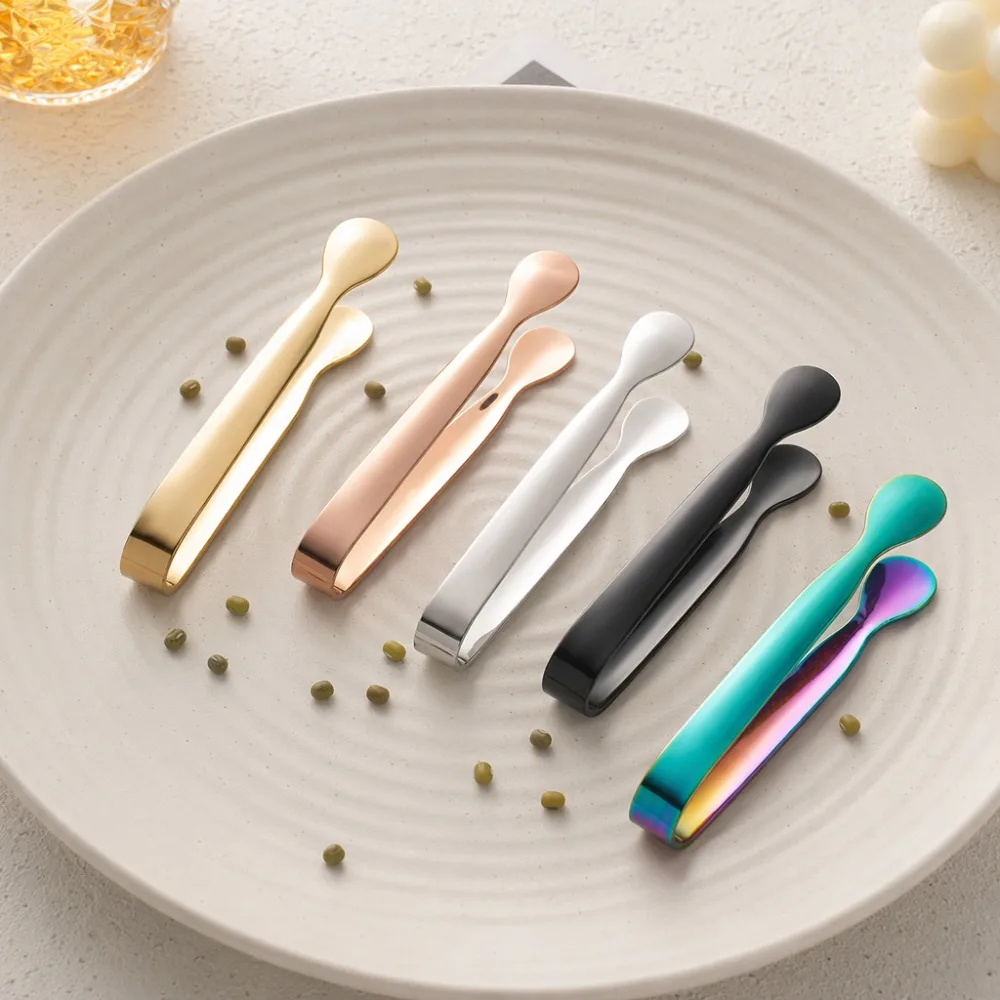 Sugar Cube Tongs Multi-color Ice Clamp Stainless Steel Electroplated Ice Tongs Ice for Bar Kitchen Sugar Cube Meal Clip